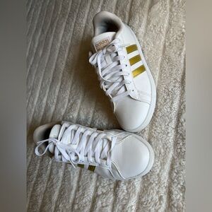 Adidas White and Gold Sneakers